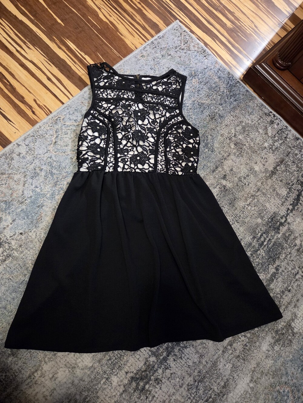 Xhilaration Black Lace Overlay Mini Dress Size M